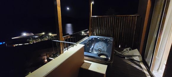 My experience, hot tub turned off, but still a nice view