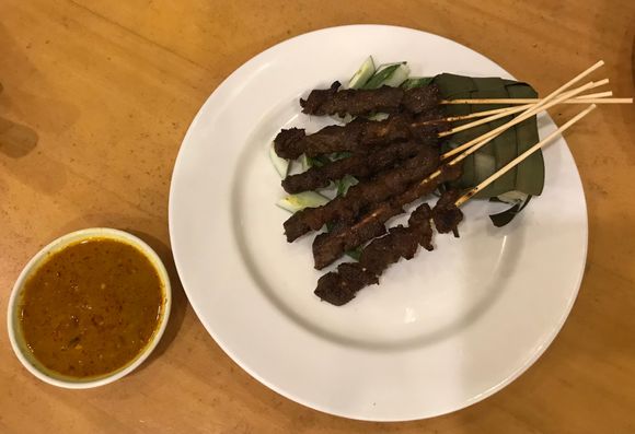 Mutton satay with ketupat 