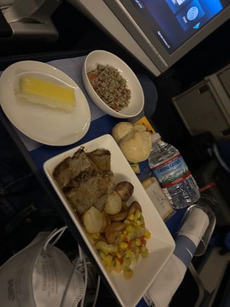 This was the Beef option. Slightly greasy and a bit fatty otherwise the food was good for a LSG Sky Chefs meal. 