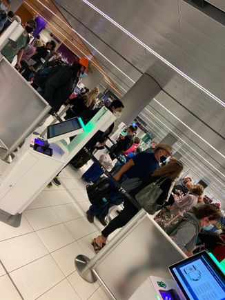 Huge line at customs 