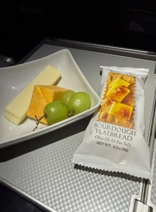 The sweet option was Haagen Dazs Dulce de Leche ice cream, which I'm not a fan of, so I went with the meager cheese and fruit plate.