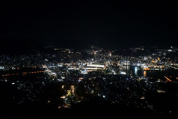 Nagasaki from Mt Insa. Station in the centre and hilton to the left