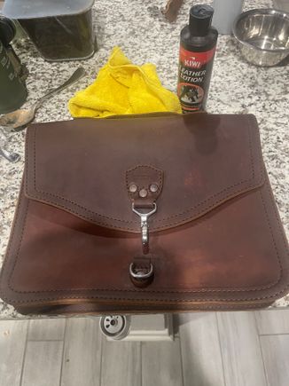 Wet from first cleaning with leather care