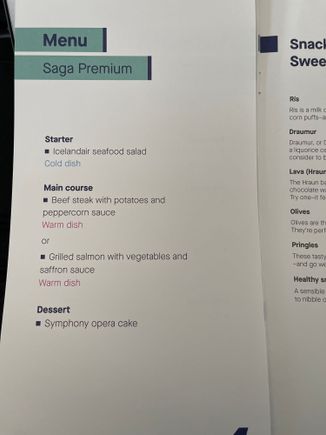 Menu items SEA-KEF Iceland Air 680