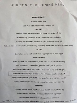 EWR First Dining menu