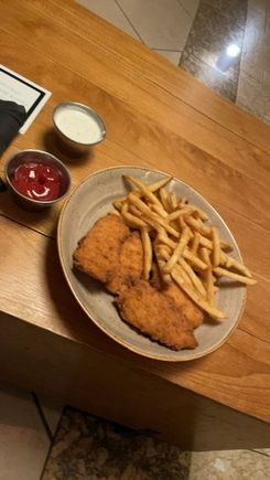 Kids chicken strip and fries