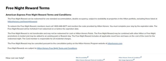 Terms and conditions for Free night certificates

