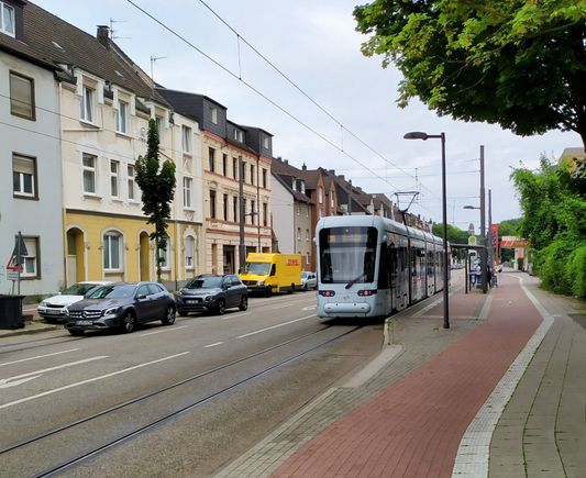 Typical Ruhrgebiet street scene, although the streetcars (trams) are becoming more rare
