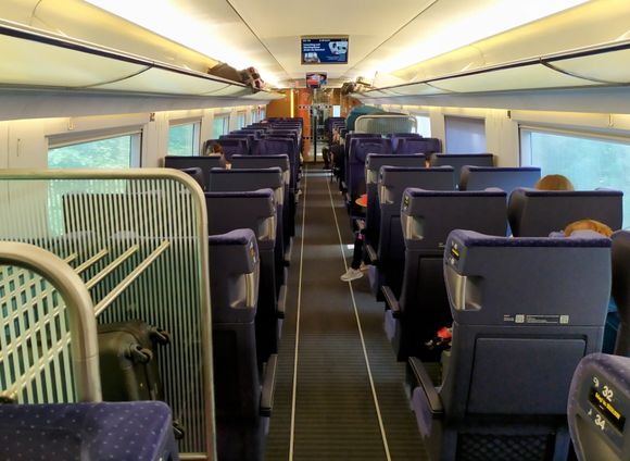 A general look down the 2nd class carriage on the train to Duisburg 