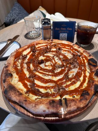 Brisket pizza was okay, but I recommend a more traditional topping