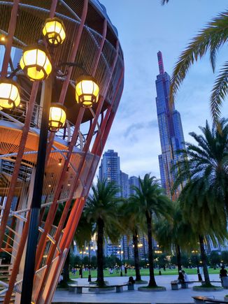 Another view of Landmark 81 from the huge Vinhomes parklands near the river