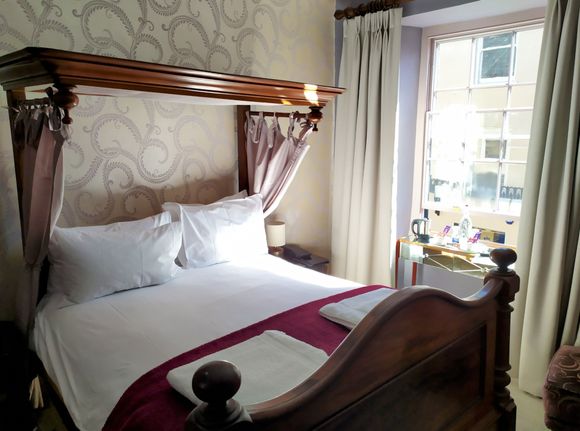 My room in the Ancient Gatehouse hotel near the cathedral 