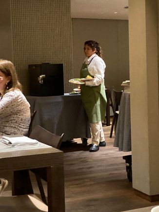 The dedicated club breakfast room attendant, kudos for doing it all by herself AND fetching the hot cook to order items from restaurant Arrel downstairs!