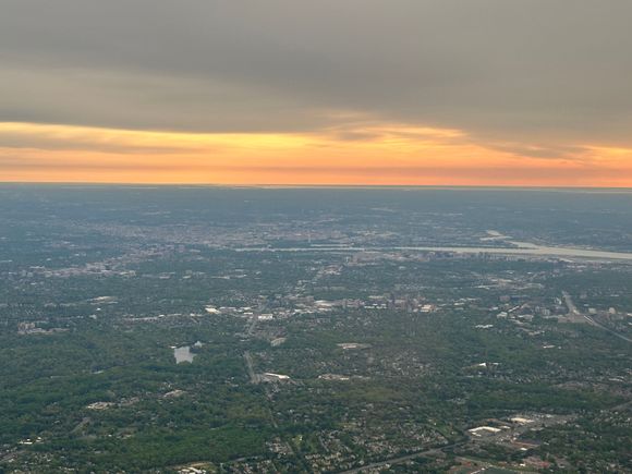 Sunrise over Washington, DC while on descent into DCA. “It’s morning again in America.” :) 