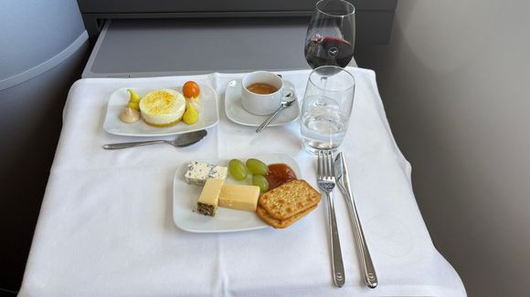 Desert and cheese; accompanied by port wine. 