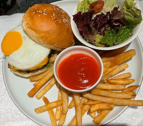Wagyu burger and fries
