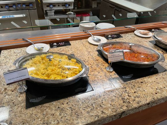 Hot breakfast, staff will serve the food.