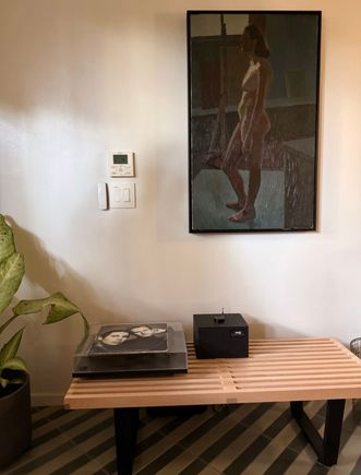 Record player, lots of art (a lot of nudes!)