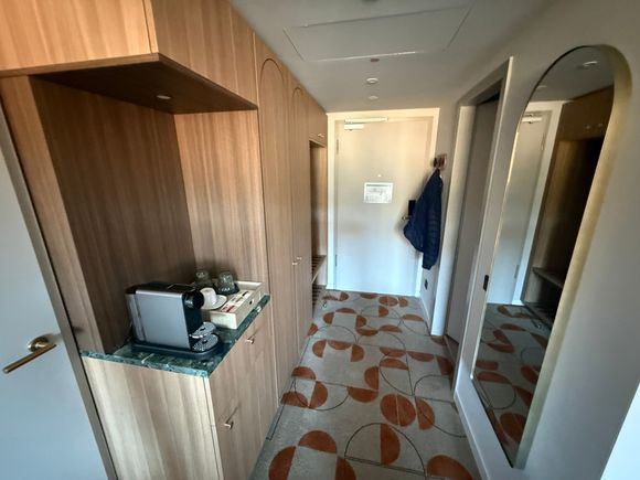 Coffee maker and plenty of closet space
