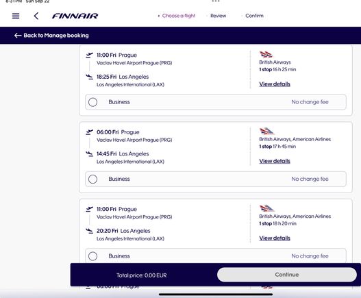 ETA: Here are the flights AY is offering me to switch to now in the auto rebooking tool. Note none are on AY.