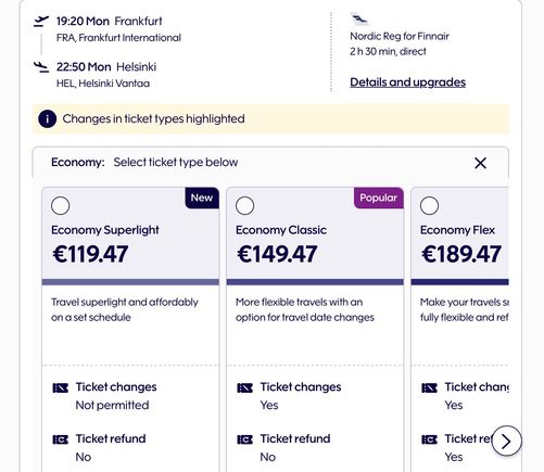 No change fee mentioned