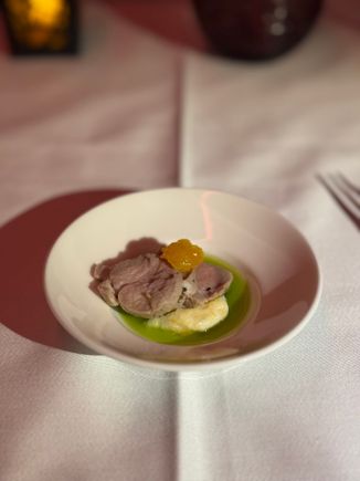 Amuse bouche - beef with something I can’t remember