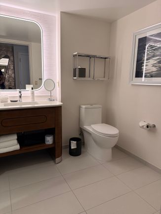 Renovated King room bathroom