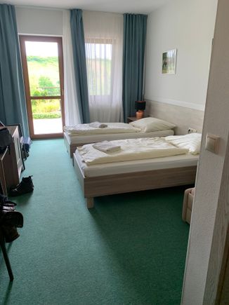 My room at the mountain hotel where the sports day took place. The bed was way more comfortable than Hotel Boss!