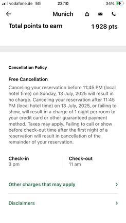 Very generous cancellation policy