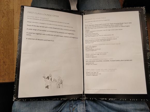 First class lounge menu