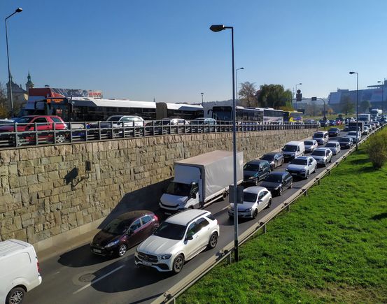 There's a real traffic problem in Krakow. This was mid to late morning