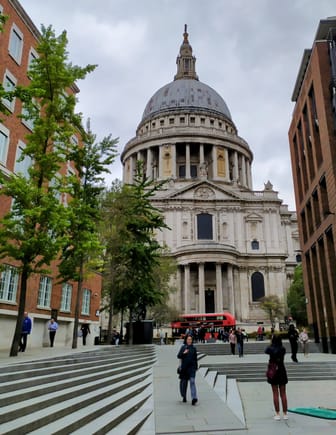 View of St Paul's cathedral, designed by Sir Christopher Wren 