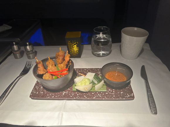 Chicken satay with cashew nut sauce