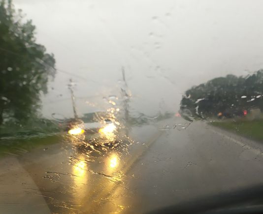 The rain, when it hit, was so strong that I had to stop the car
