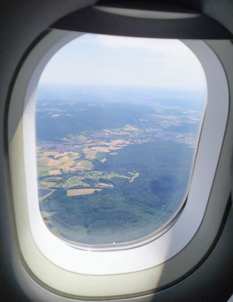 A view of forested Bavaria after taking off from Munich 