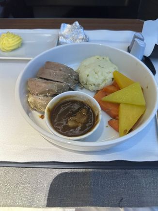 Lamb. Much better than the hospital meal vibes that it gives off. 