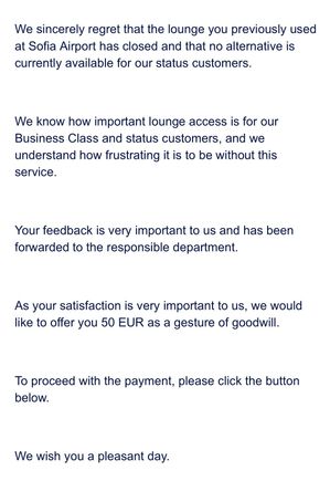 LH Customer service reply