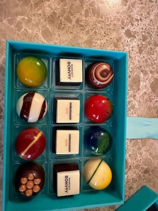 The Palacio Santa Clara chocolates were customized for Marriott Ambassadors.