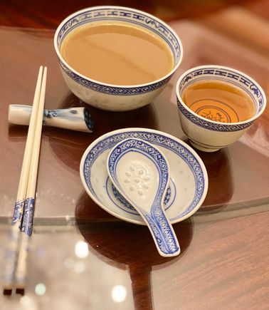 Lotus root soup and “ geisha blossom “ tea
