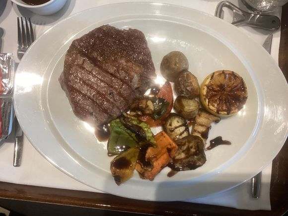 Room service steak was fabulous