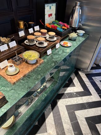 Tea, drink, snacks available through the day