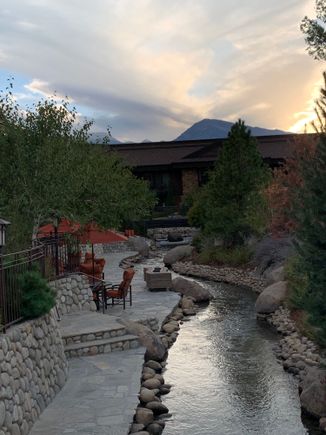 The hotel creek looking west. 
