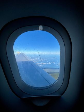 Scratched, dirty window 