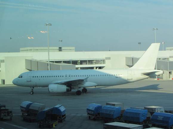 A "naked" plane at Budapest airport