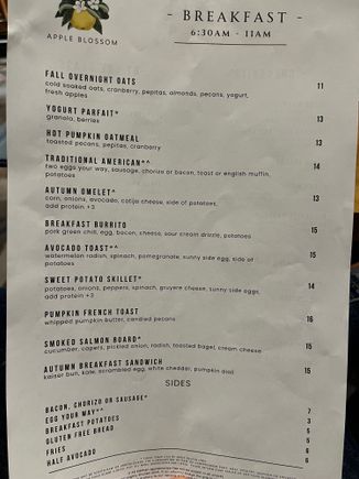 Breakfast Menu