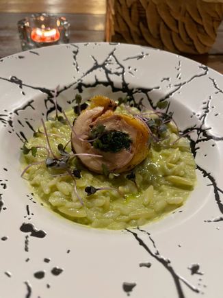 Chicken roulade with herbed risotto