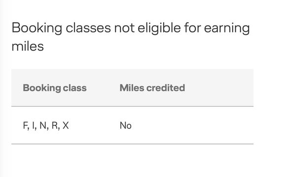 Air Canada excluded booking classes