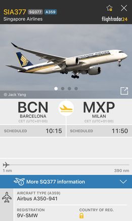 Today’s flight details 