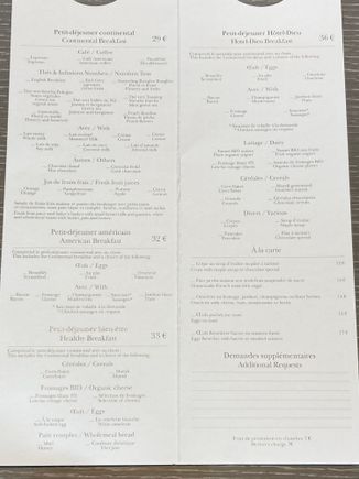 Roomservice menu