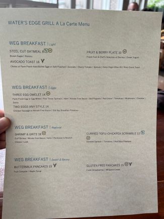 Breakfast menu (most seemed to choose the buffet)